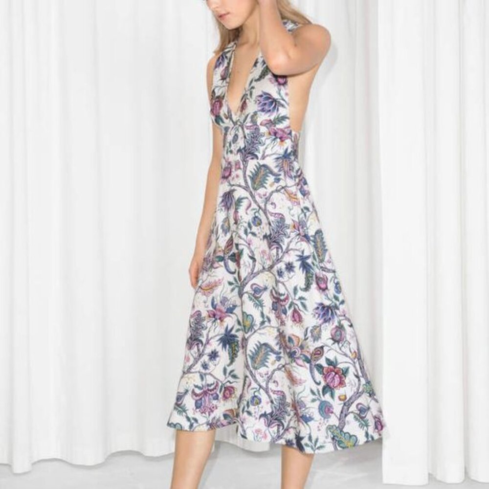 NWT House of Hackney x & Other Stories Linen Floral Damas Print Midi Dress